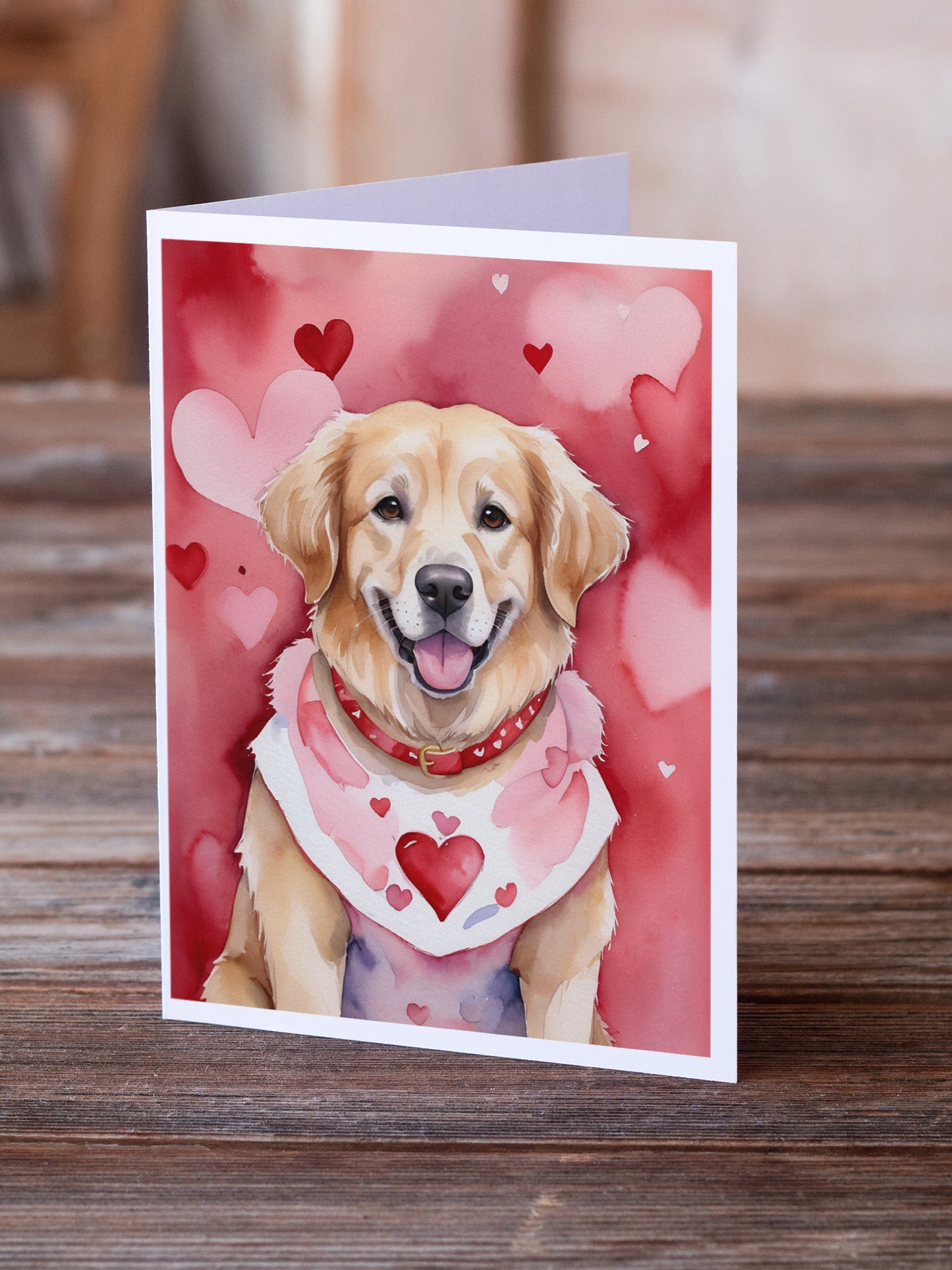 Golden Retriever My Valentine Greeting Cards Pack of 8