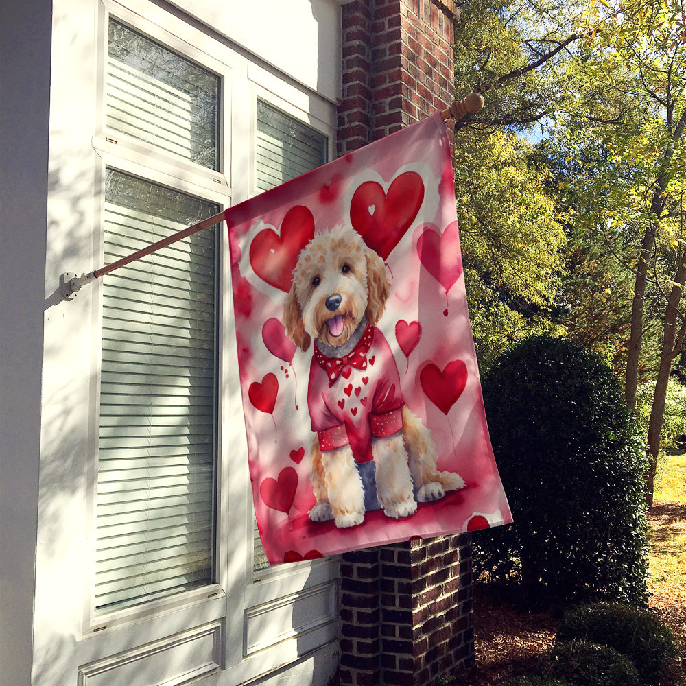 Goldendoodle My Valentine House Flag