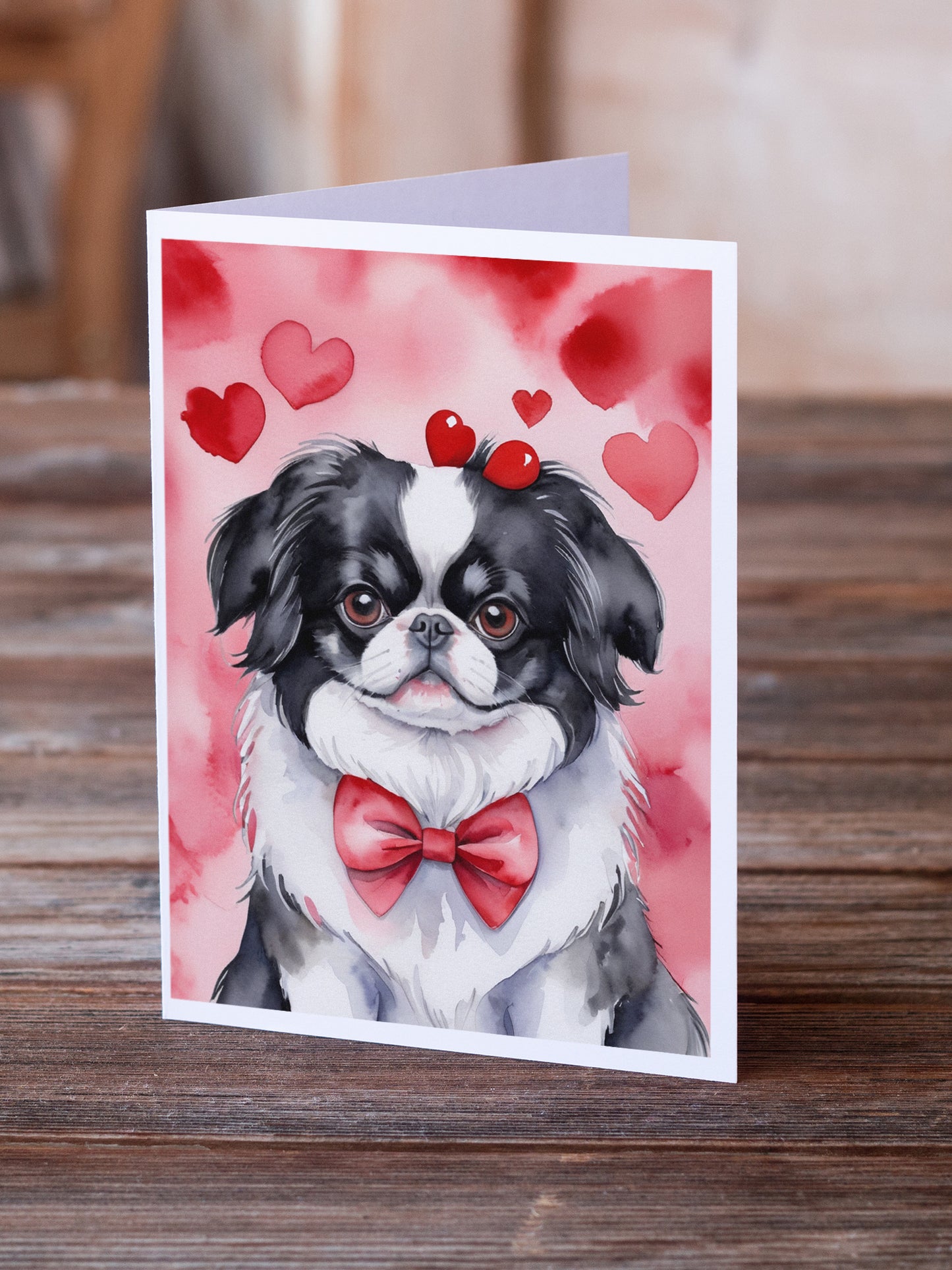 Japanese Chin My Valentine Greeting Cards Pack of 8