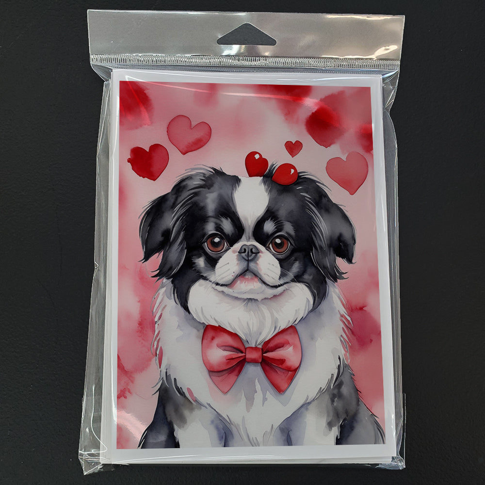 Japanese Chin My Valentine Greeting Cards Pack of 8