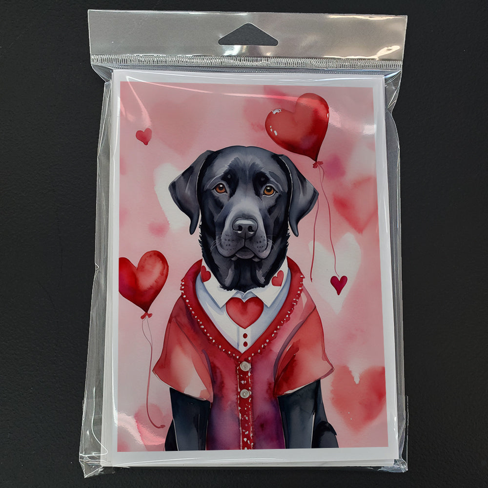 Black Labrador Retriever My Valentine Greeting Cards Pack of 8