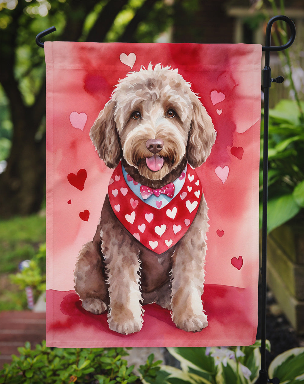 Labradoodle My Valentine Garden Flag