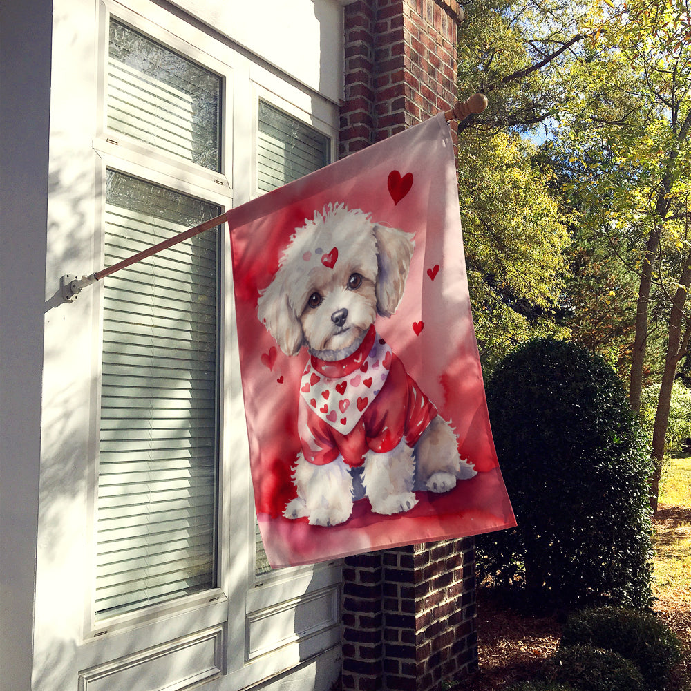 Maltipoo My Valentine House Flag