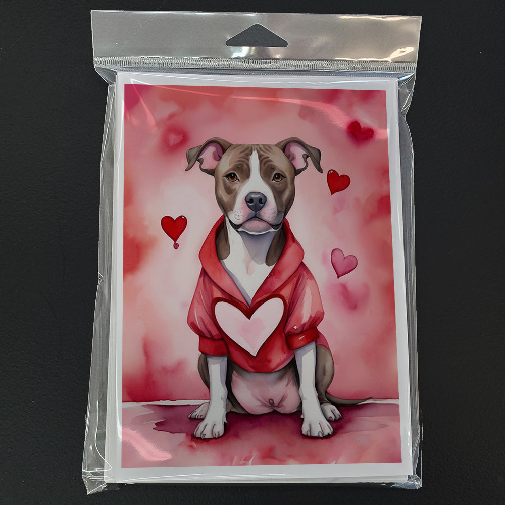 Pit Bull Terrier My Valentine Greeting Cards Pack of 8