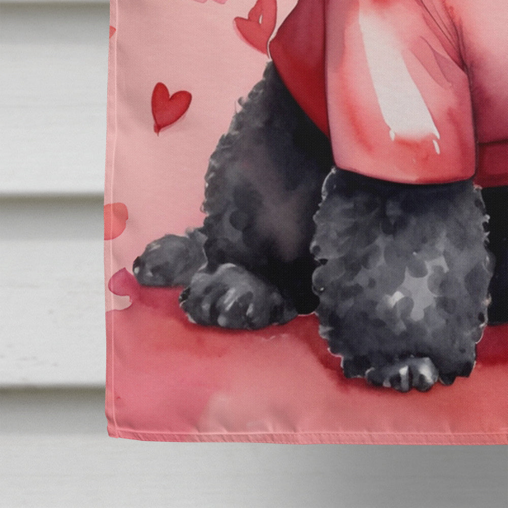 Black Poodle My Valentine House Flag