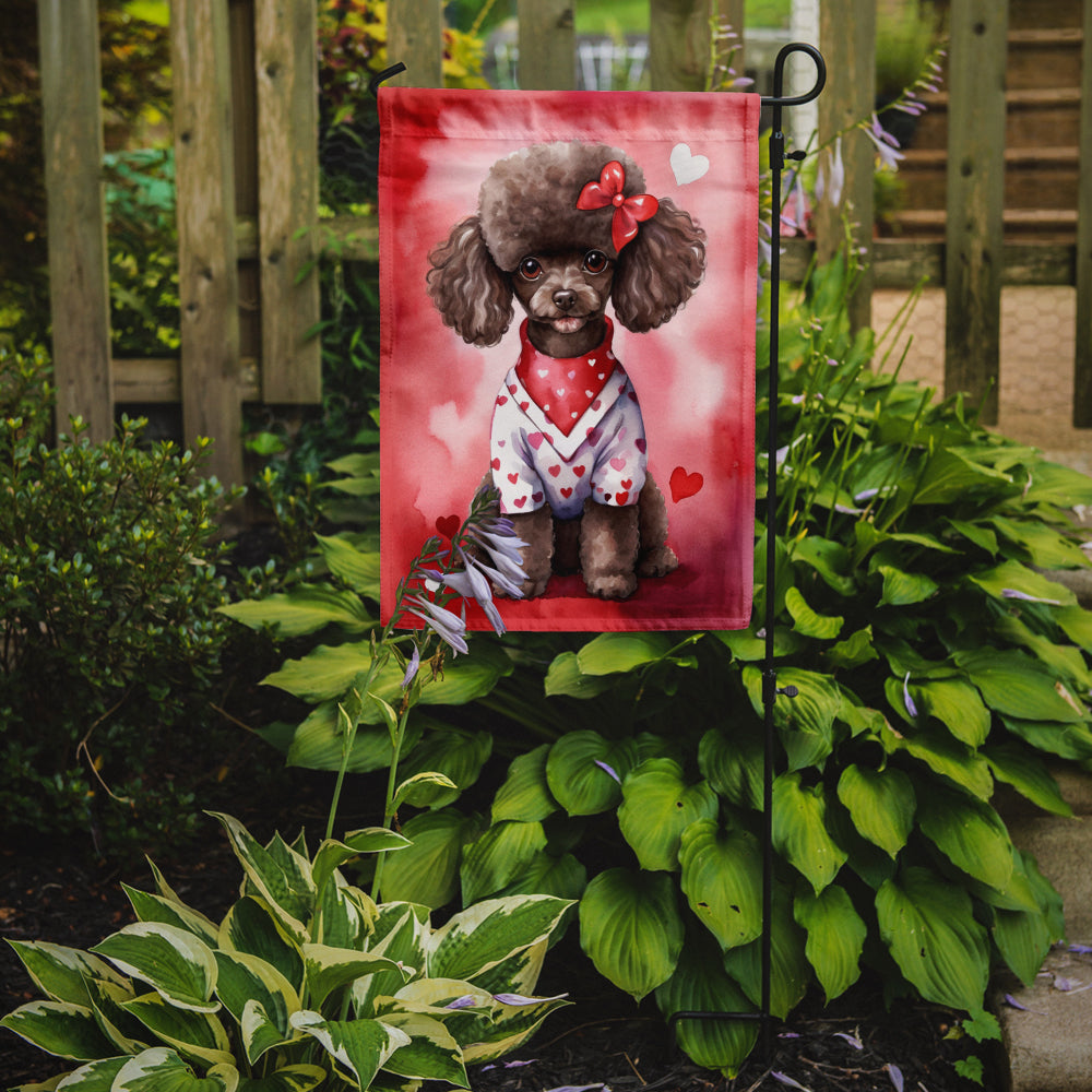 Chocolate Poodle My Valentine Garden Flag