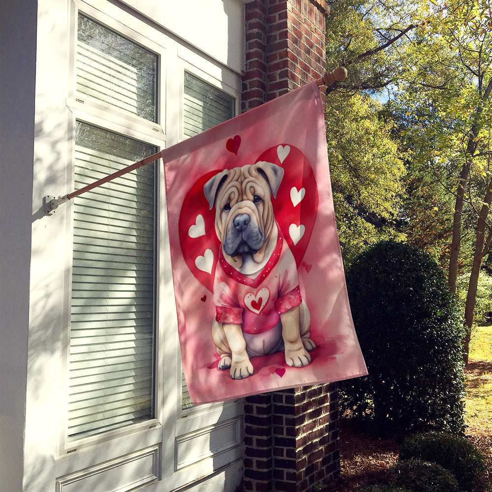 Shar Pei My Valentine House Flag
