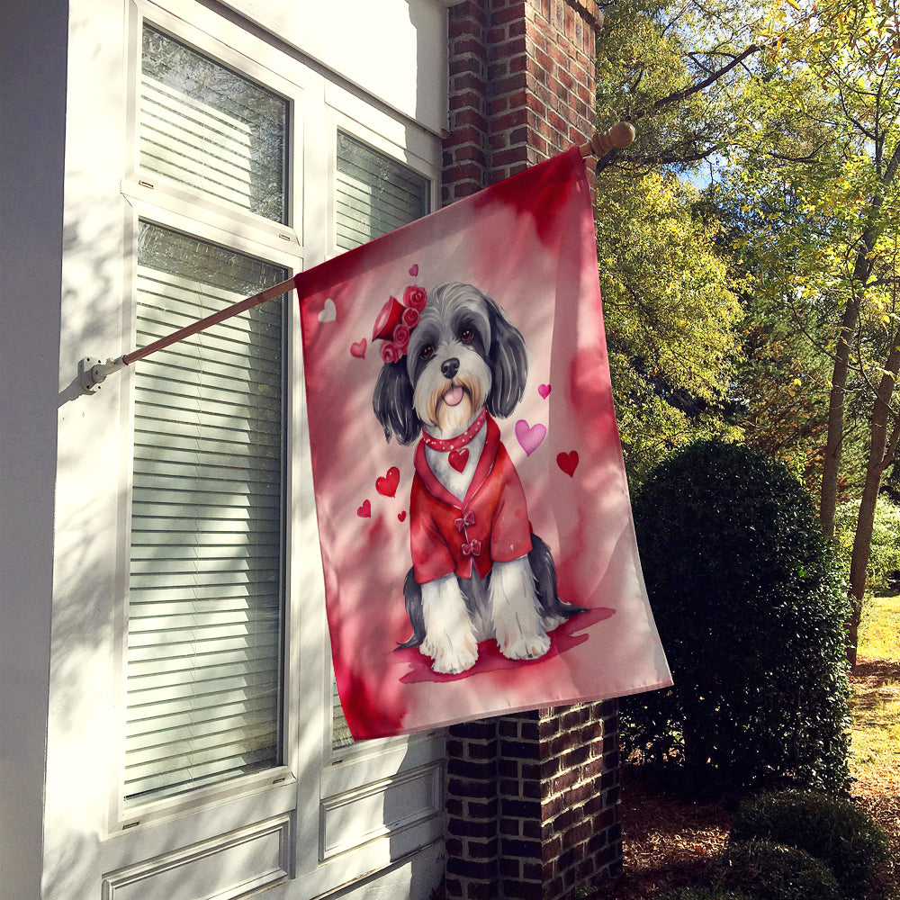 Tibetan Terrier My Valentine House Flag