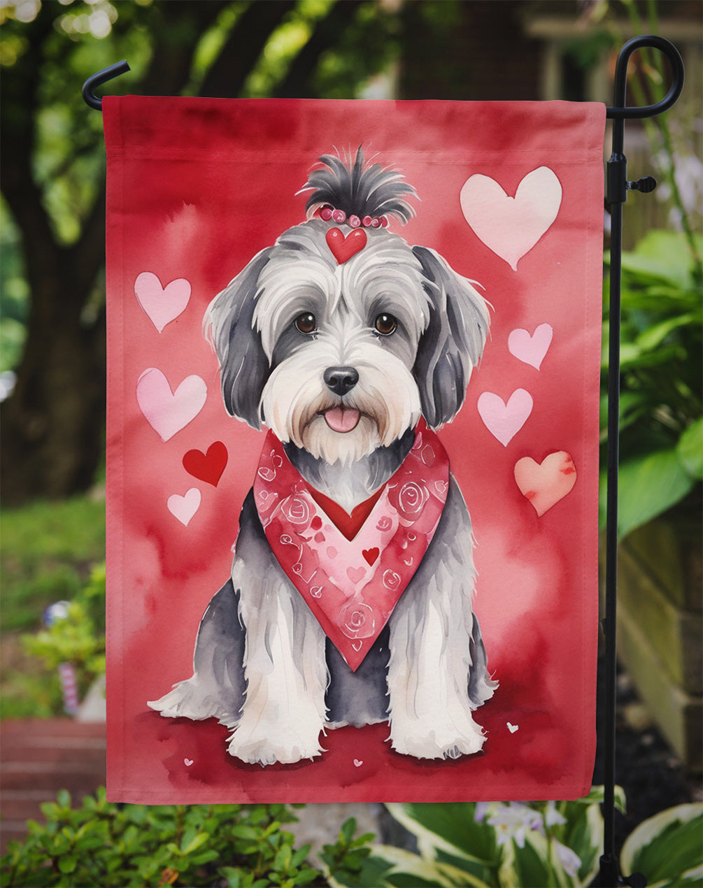 Tibetan Terrier My Valentine Garden Flag