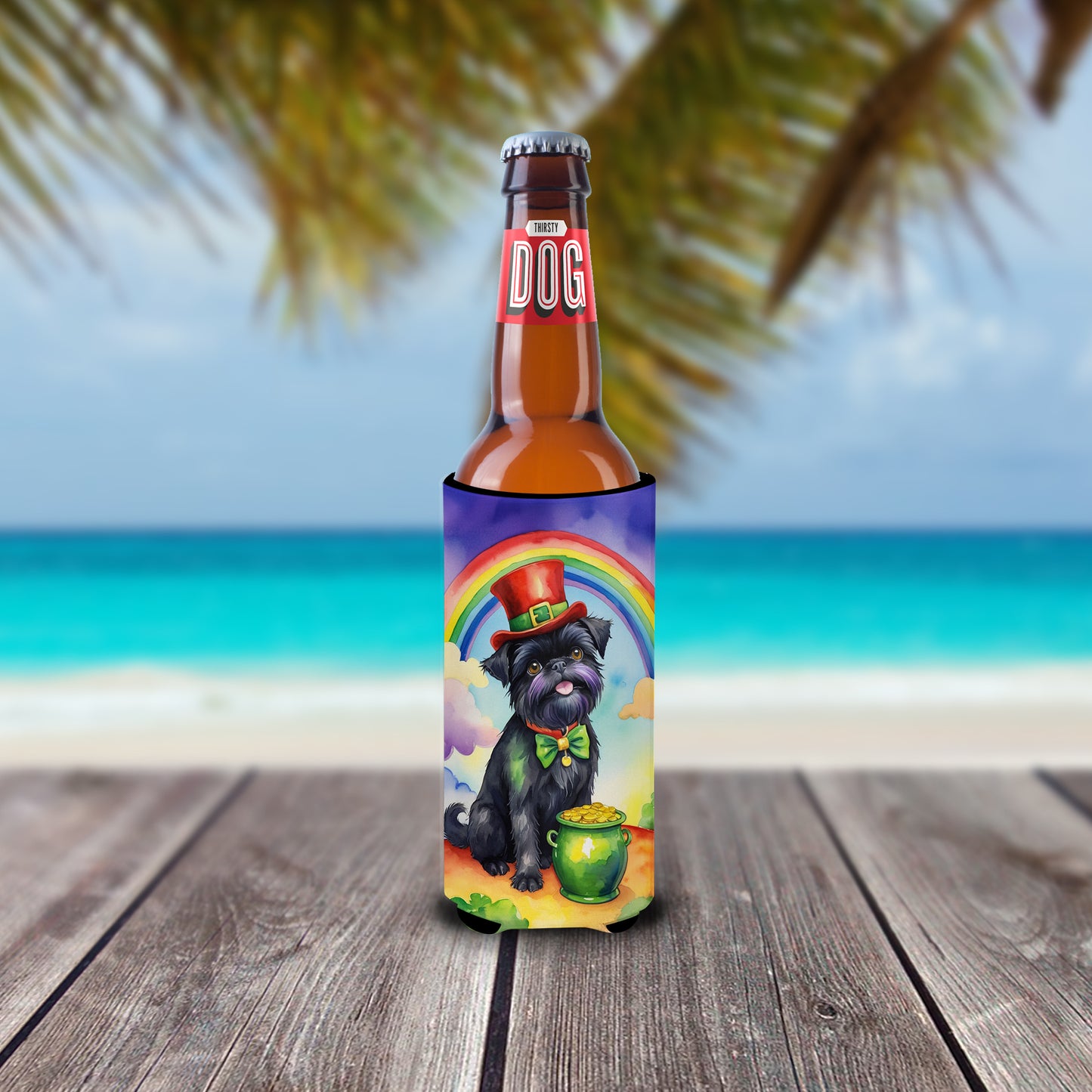 Affenpinscher St Patrick's Day Hugger for Ultra Slim Cans