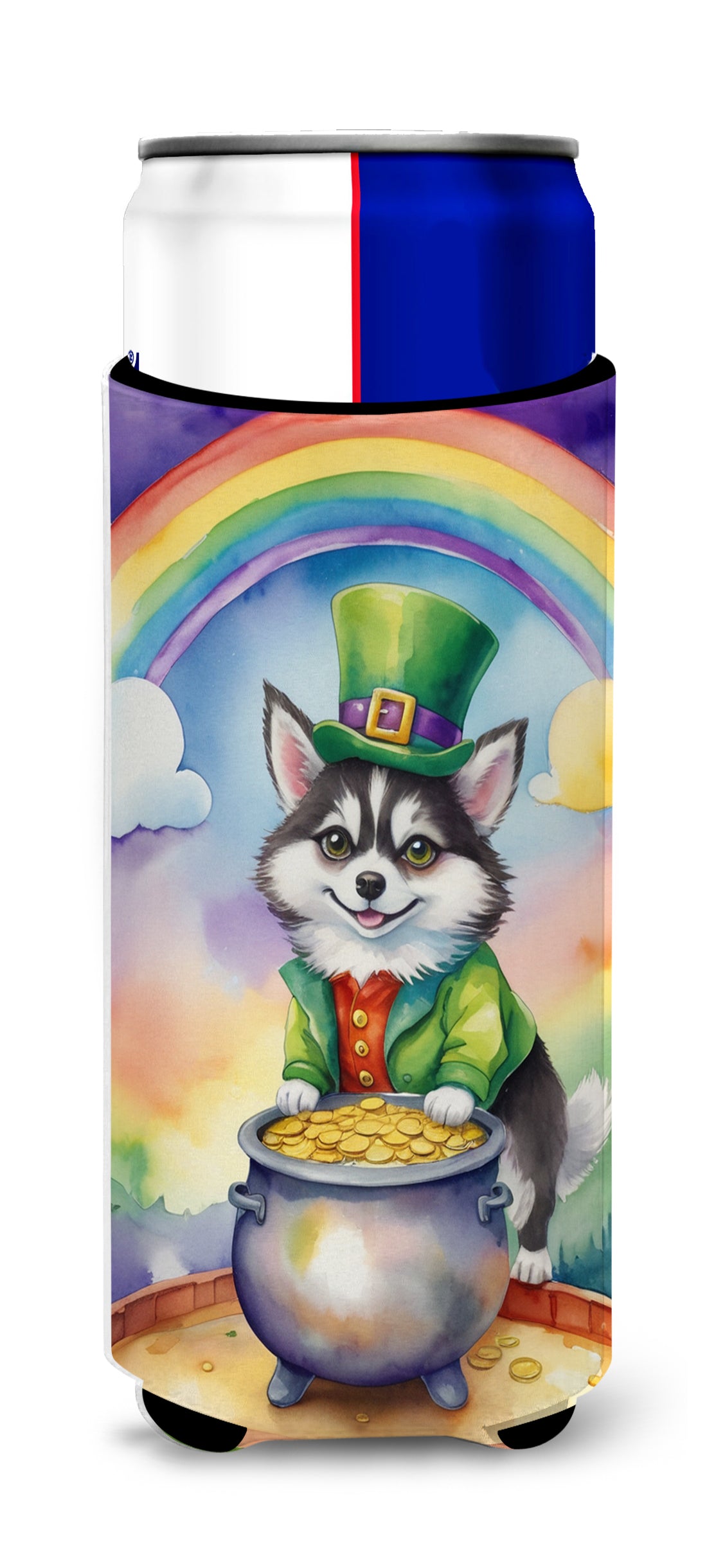 Buy this Alaskan Klee Kai St Patrick's Day Hugger for Ultra Slim Cans