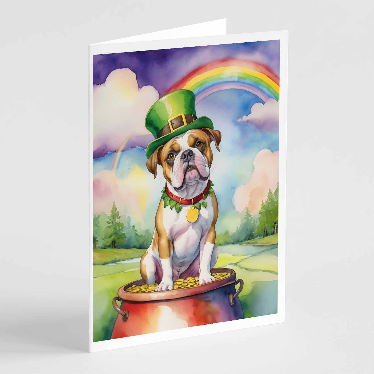 Buy this American Bulldog St Patrick's Day Greeting Cards Pack of 8