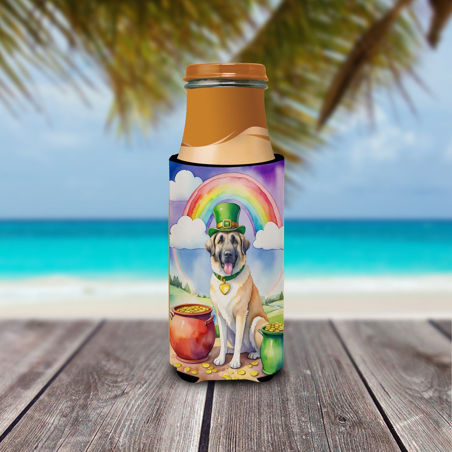 Anatolian Shepherd St Patrick's Day Hugger for Ultra Slim Cans
