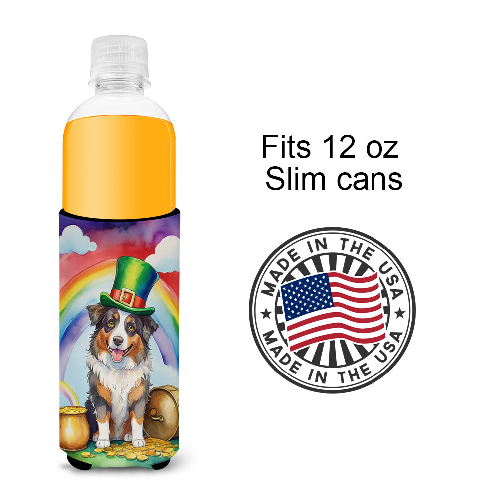 Australian Shepherd St Patrick's Day Hugger for Ultra Slim Cans