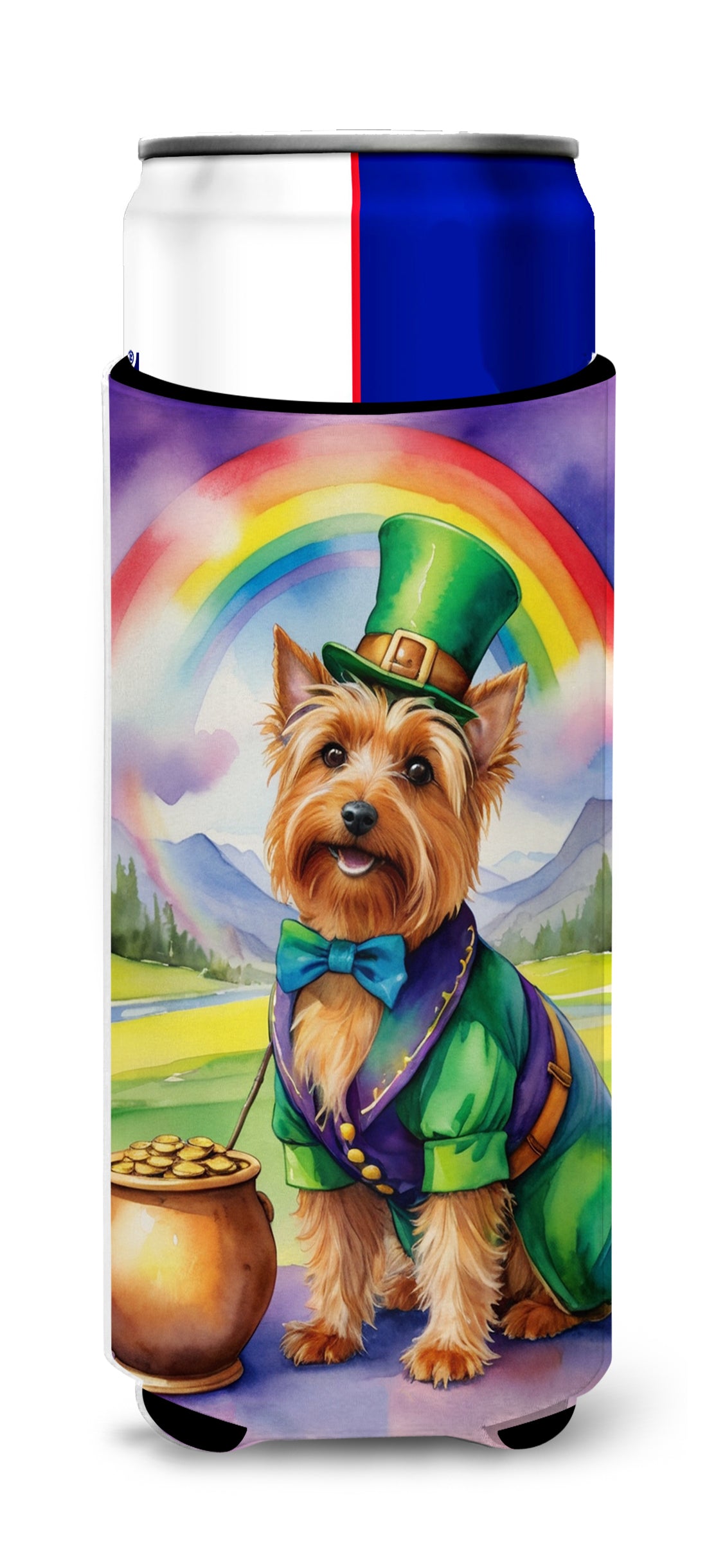 Buy this Australian Terrier St Patrick's Day Hugger for Ultra Slim Cans