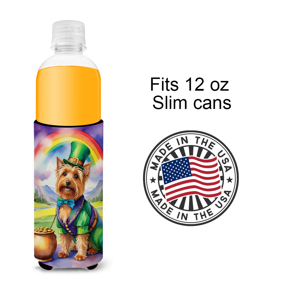 Australian Terrier St Patrick's Day Hugger for Ultra Slim Cans