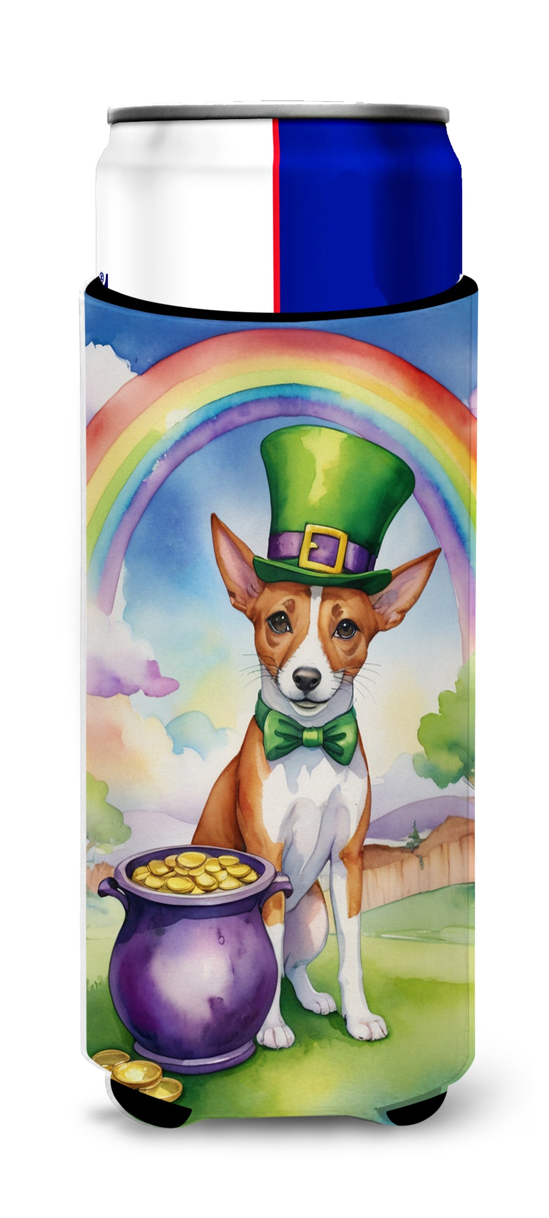 Buy this Basenji St Patrick's Day Hugger for Ultra Slim Cans