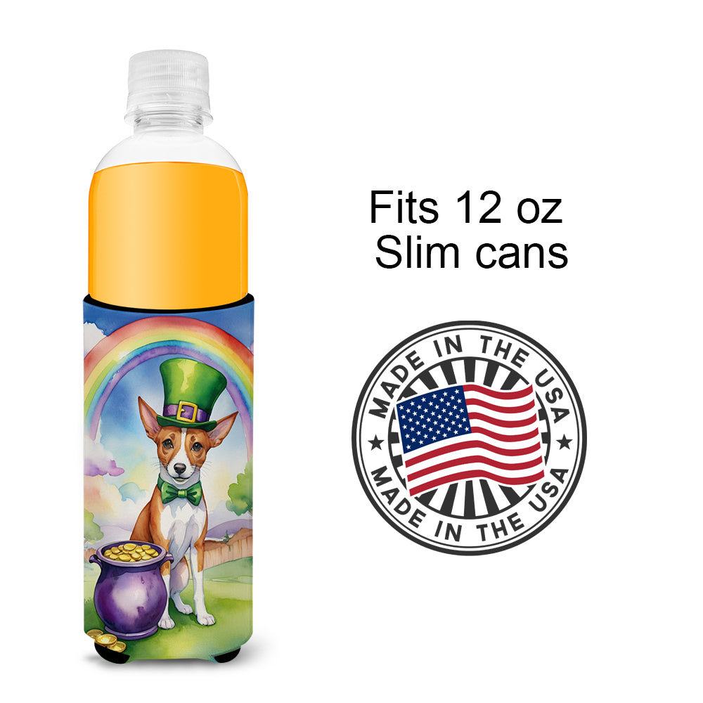 Basenji St Patrick's Day Hugger for Ultra Slim Cans