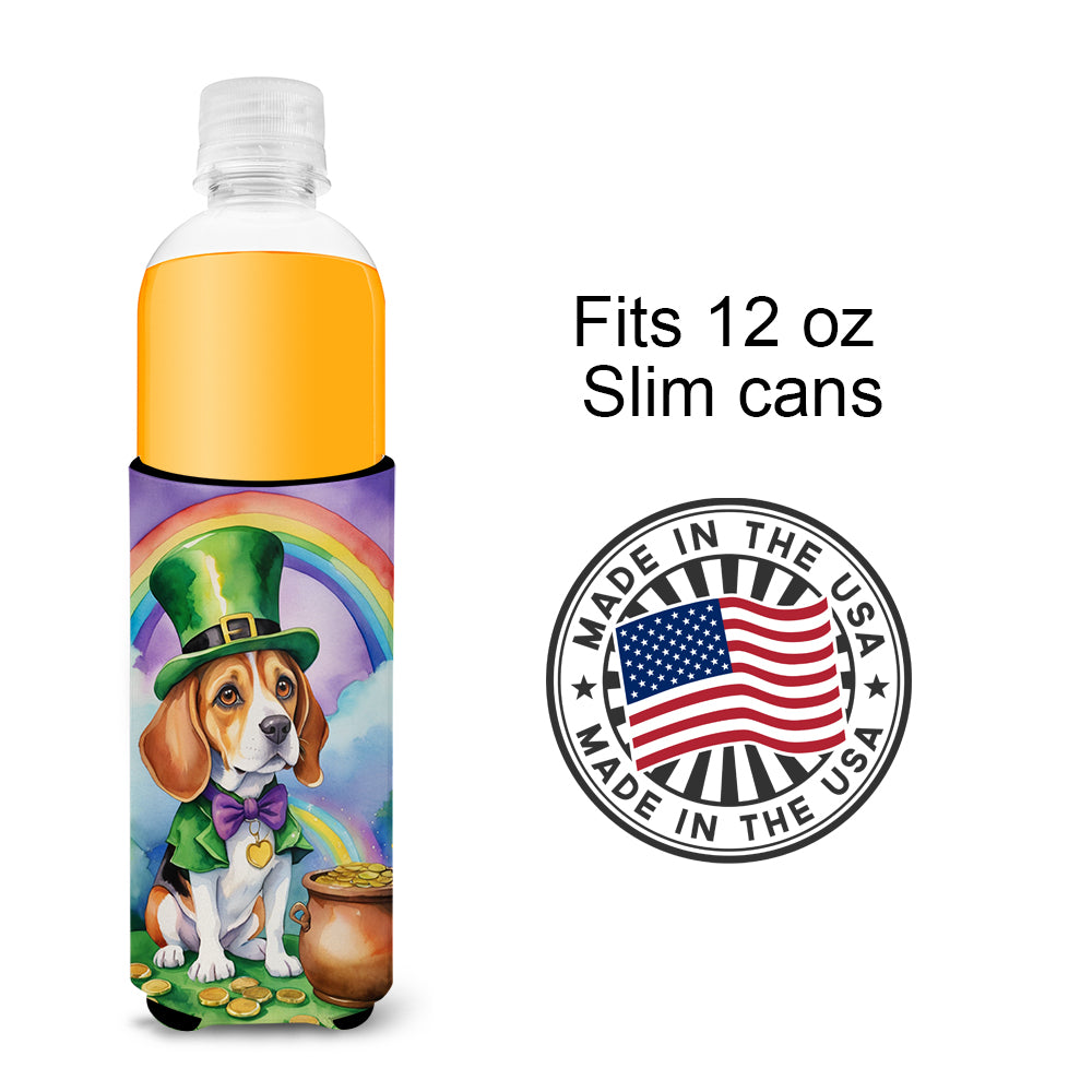 Beagle St Patrick's Day Hugger for Ultra Slim Cans