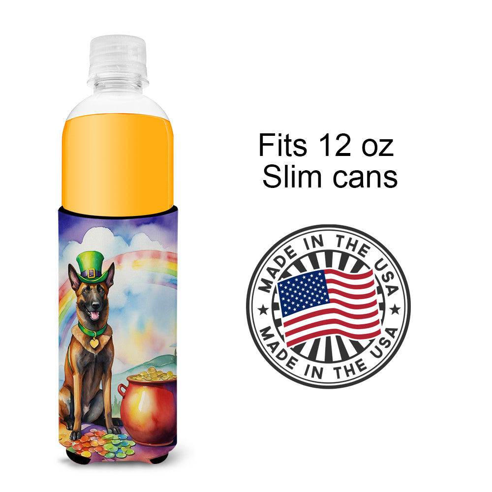 Belgian Malinois St Patrick's Day Hugger for Ultra Slim Cans