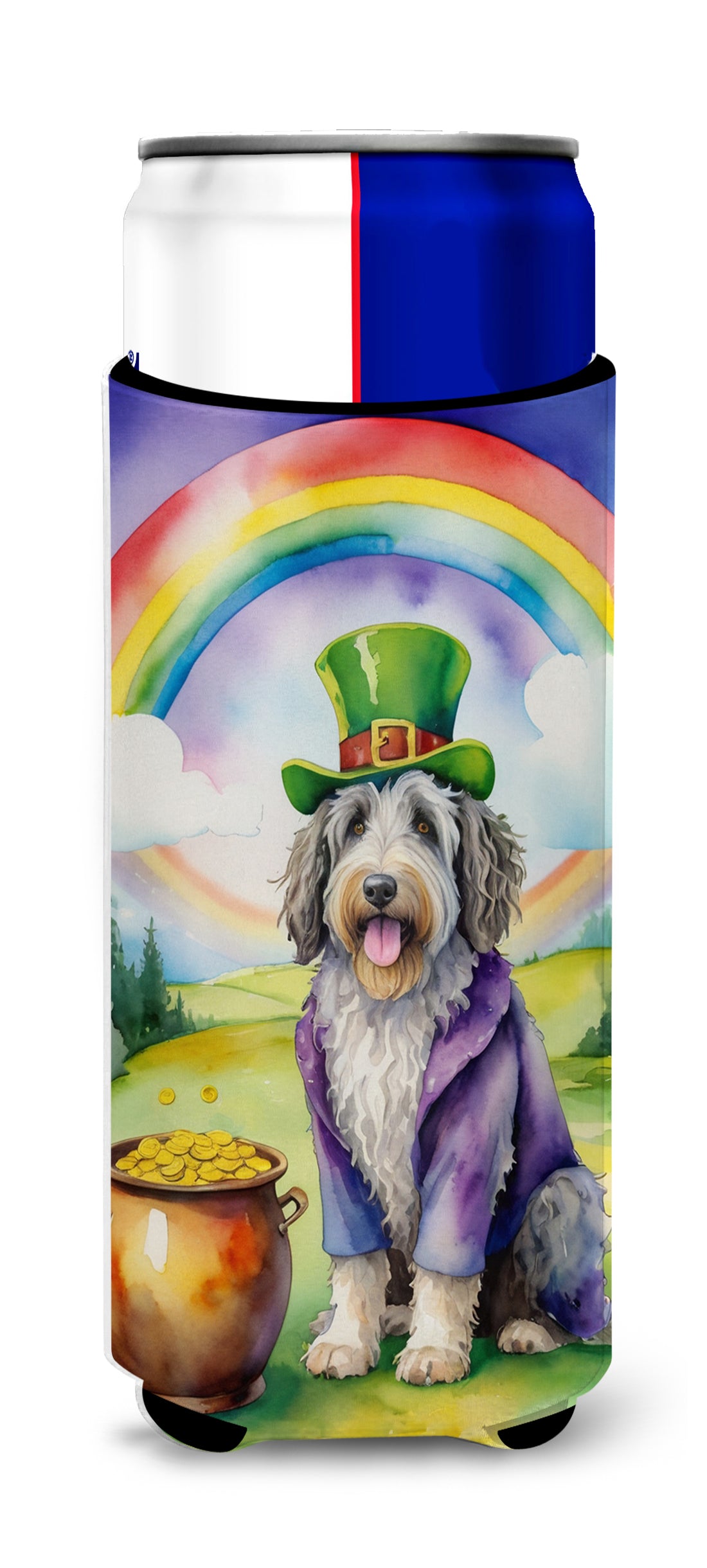 Buy this Bergamasco Sheepdog St Patrick's Day Hugger for Ultra Slim Cans