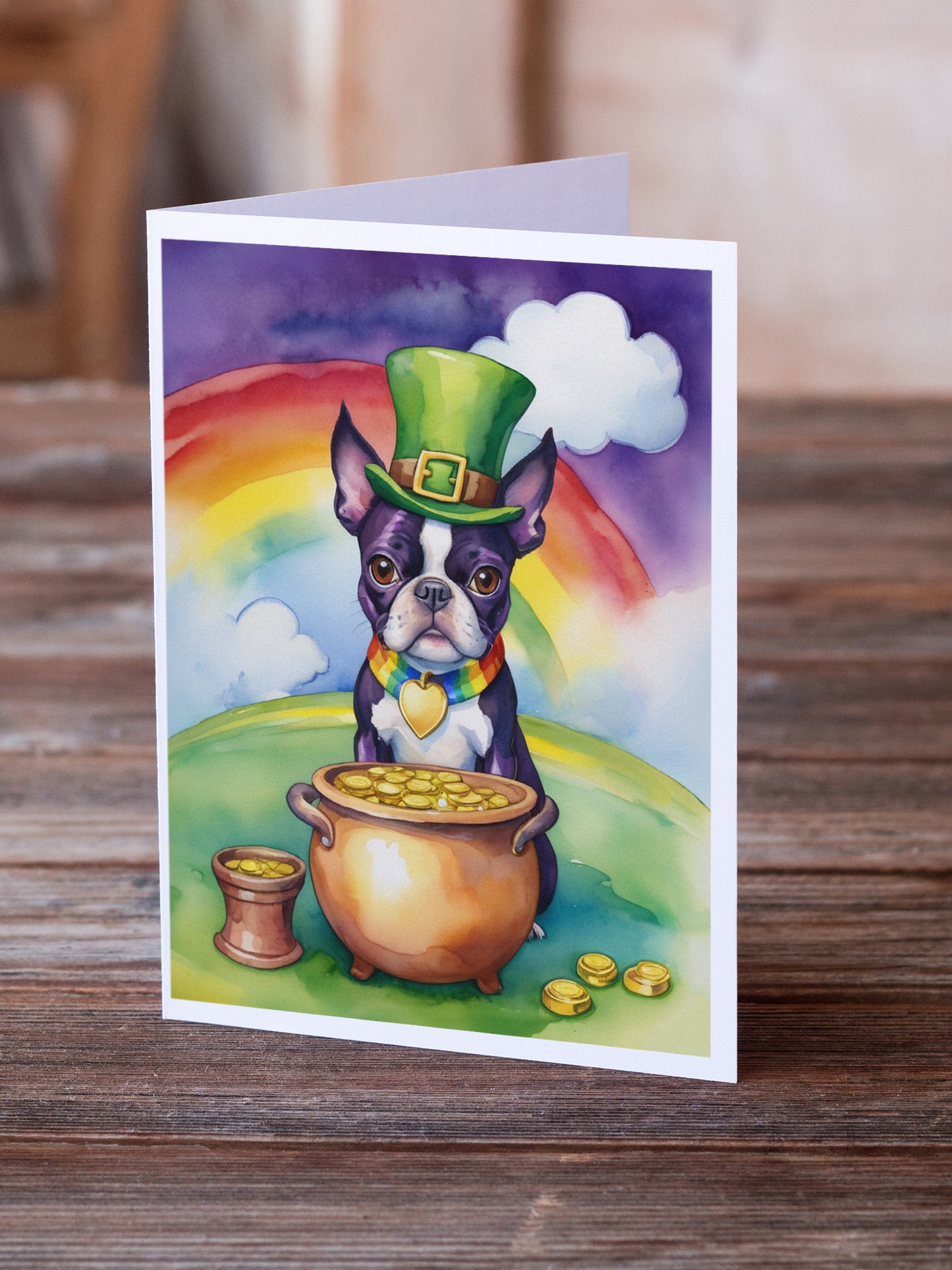 Boston Terrier St Patrick's Day Greeting Cards Pack of 8
