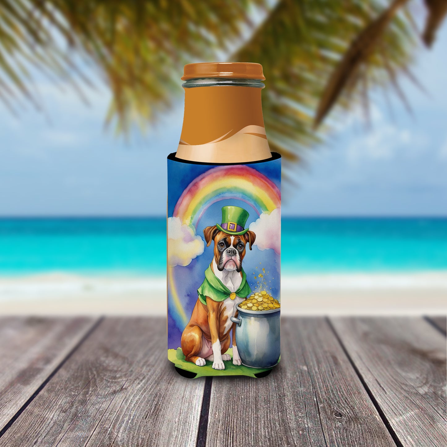 Boxer St Patrick's Day Hugger for Ultra Slim Cans