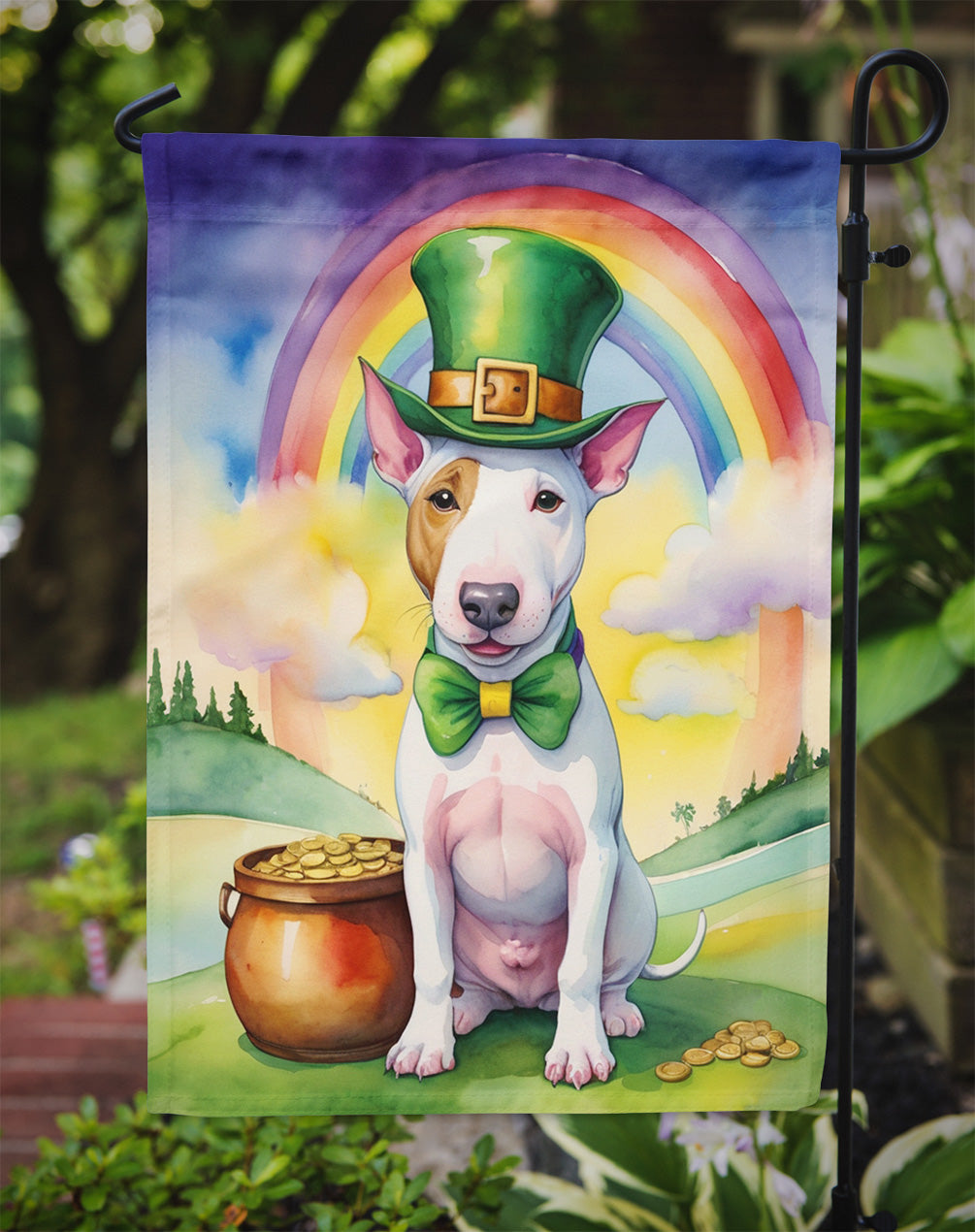 Bull Terrier St Patrick's Day Garden Flag