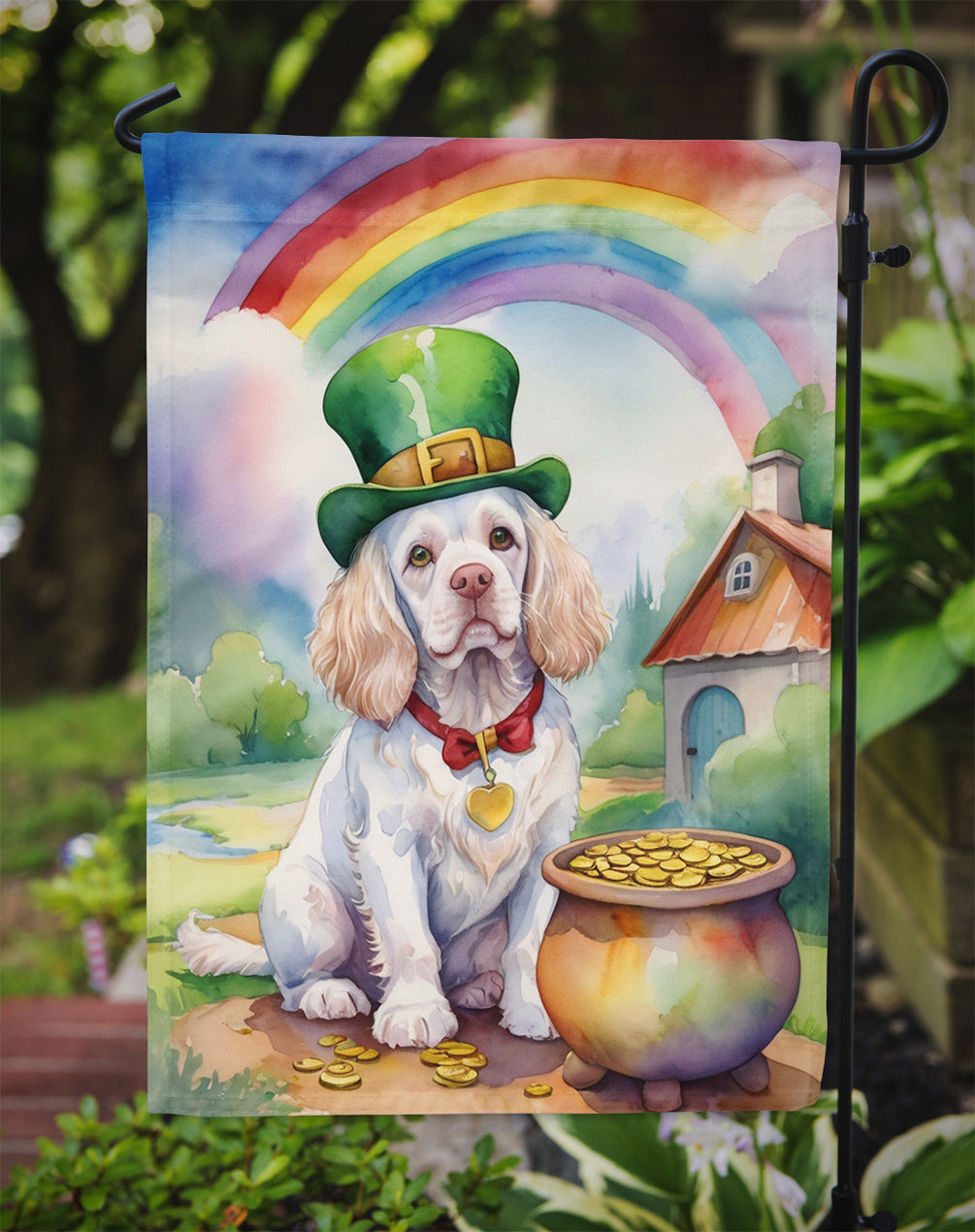 Clumber Spaniel St Patrick's Day Garden Flag