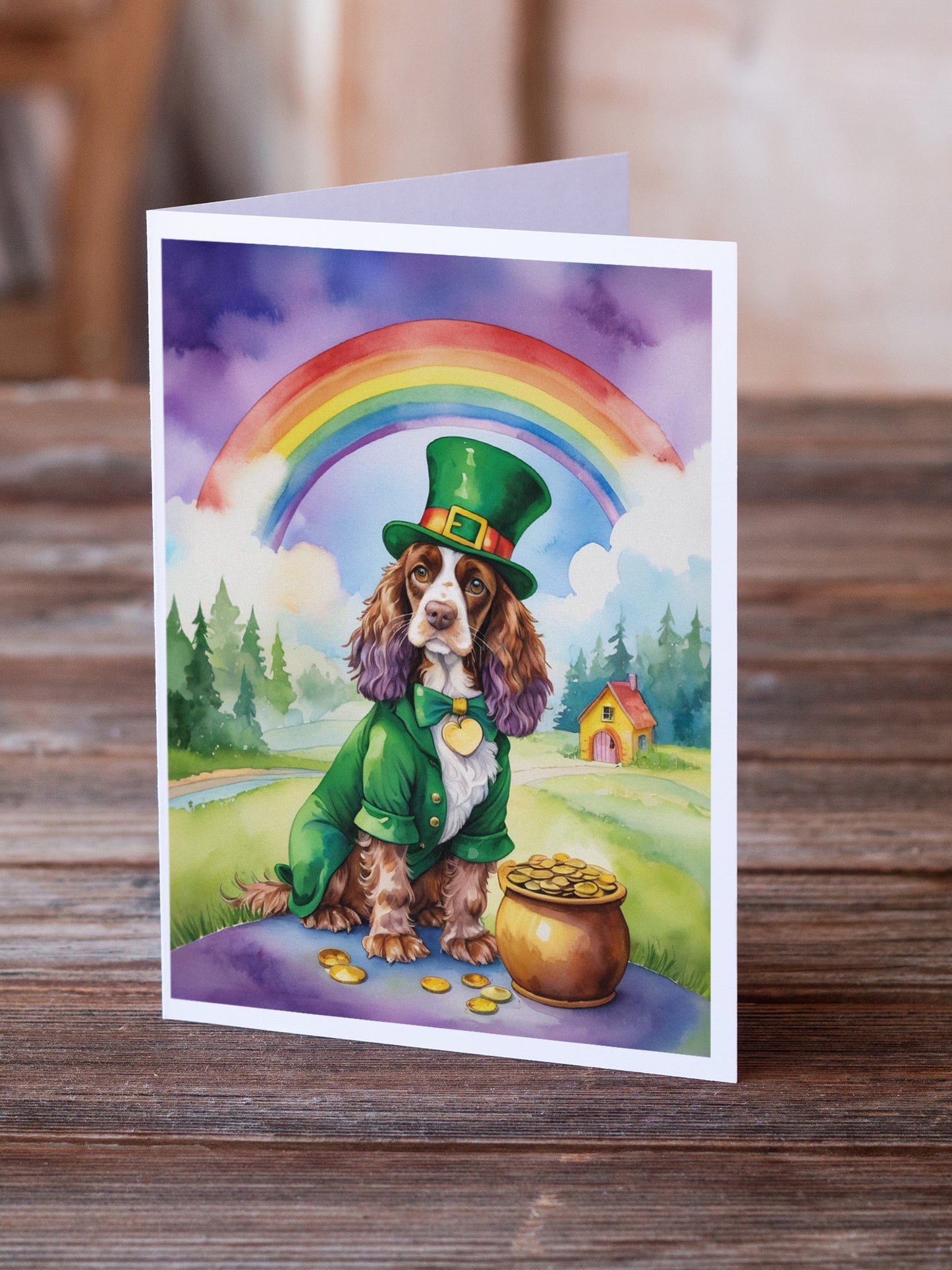 English Cocker Spaniel St Patrick's Day Greeting Cards Pack of 8