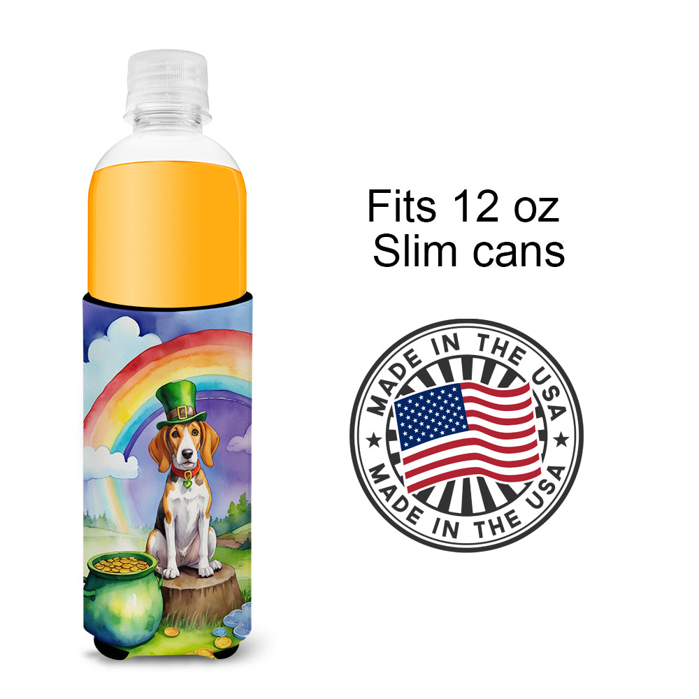 English Foxhound St Patrick's Day Hugger for Ultra Slim Cans