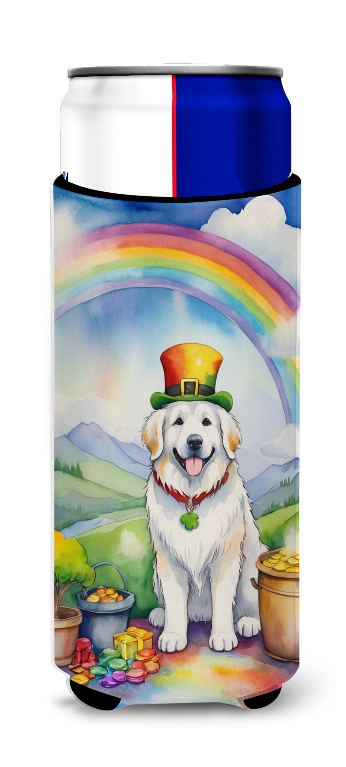 Buy this Great Pyrenees St Patrick's Day Hugger for Ultra Slim Cans