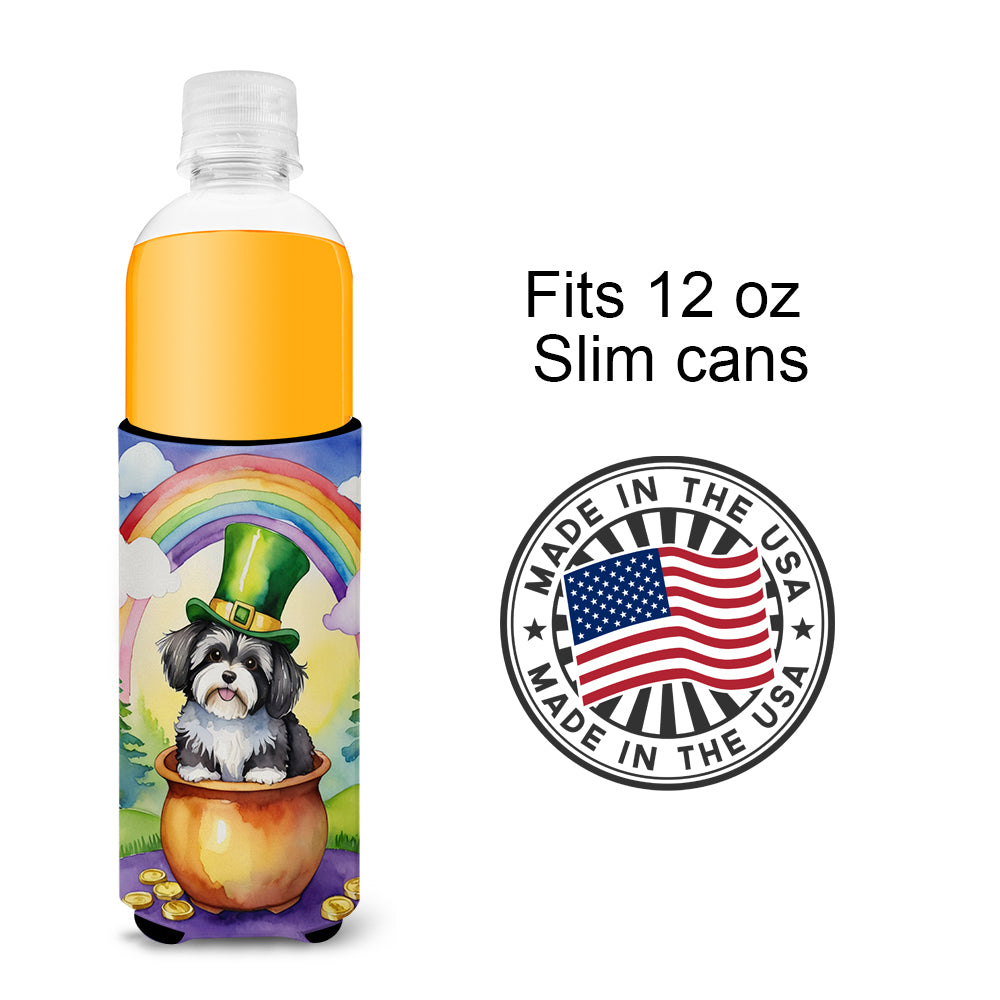 Havanese St Patrick's Day Hugger for Ultra Slim Cans