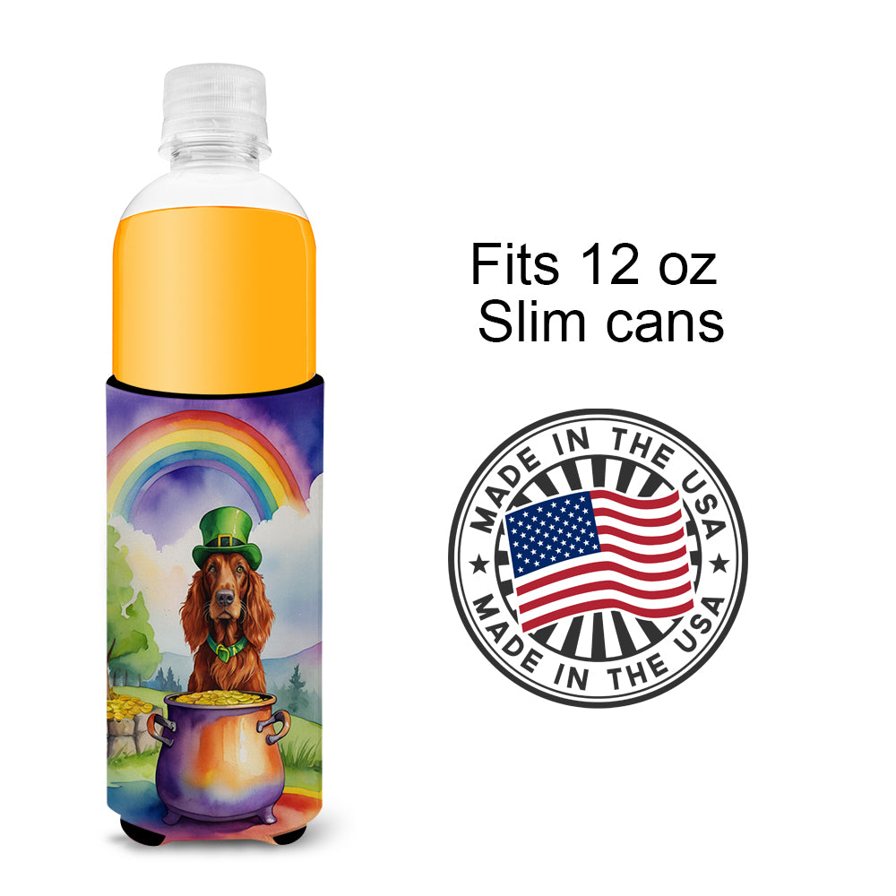 Irish Setter St Patrick's Day Hugger for Ultra Slim Cans