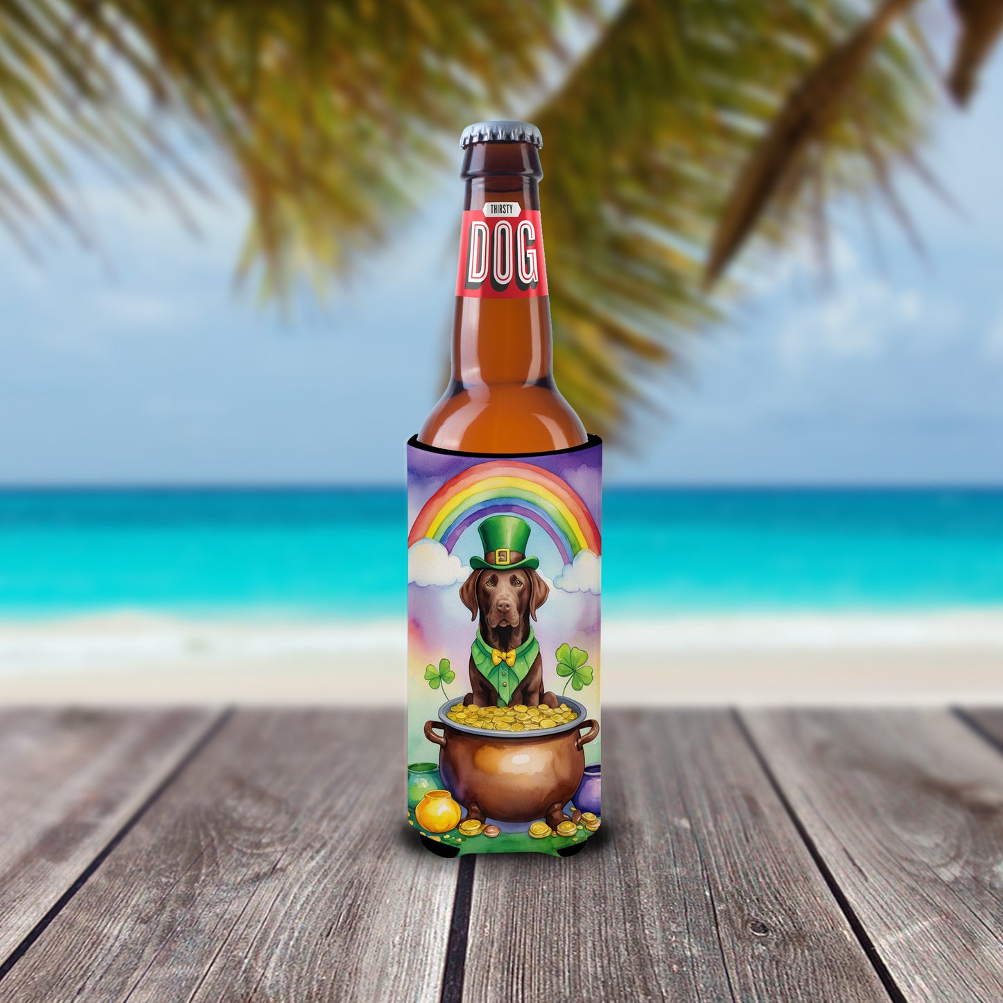 Labrador Retriever St Patrick's Day Hugger for Ultra Slim Cans