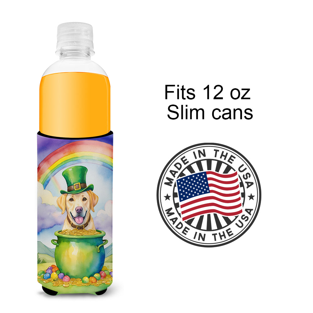 Labrador Retriever St Patrick's Day Hugger for Ultra Slim Cans