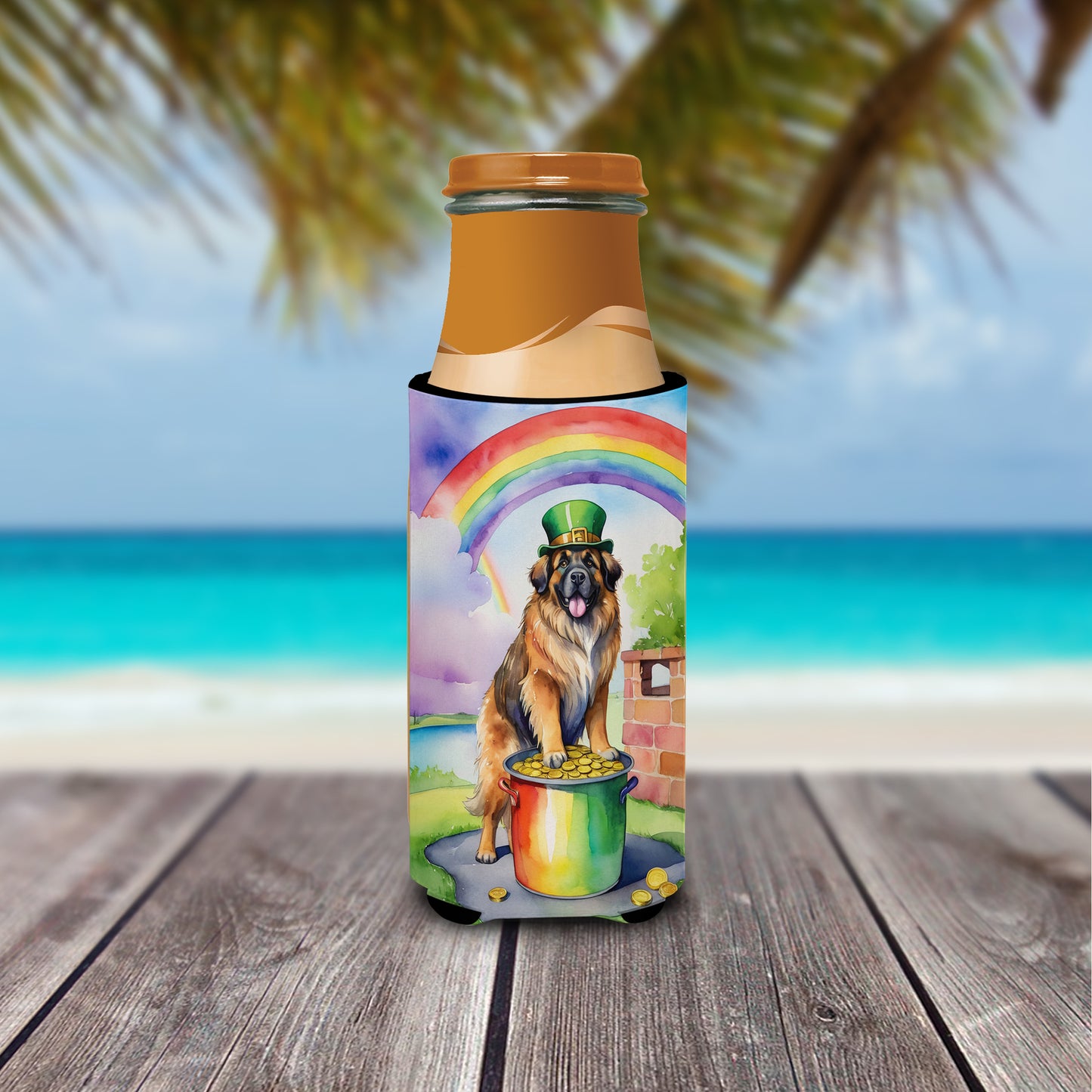 Leonberger St Patrick's Day Hugger for Ultra Slim Cans