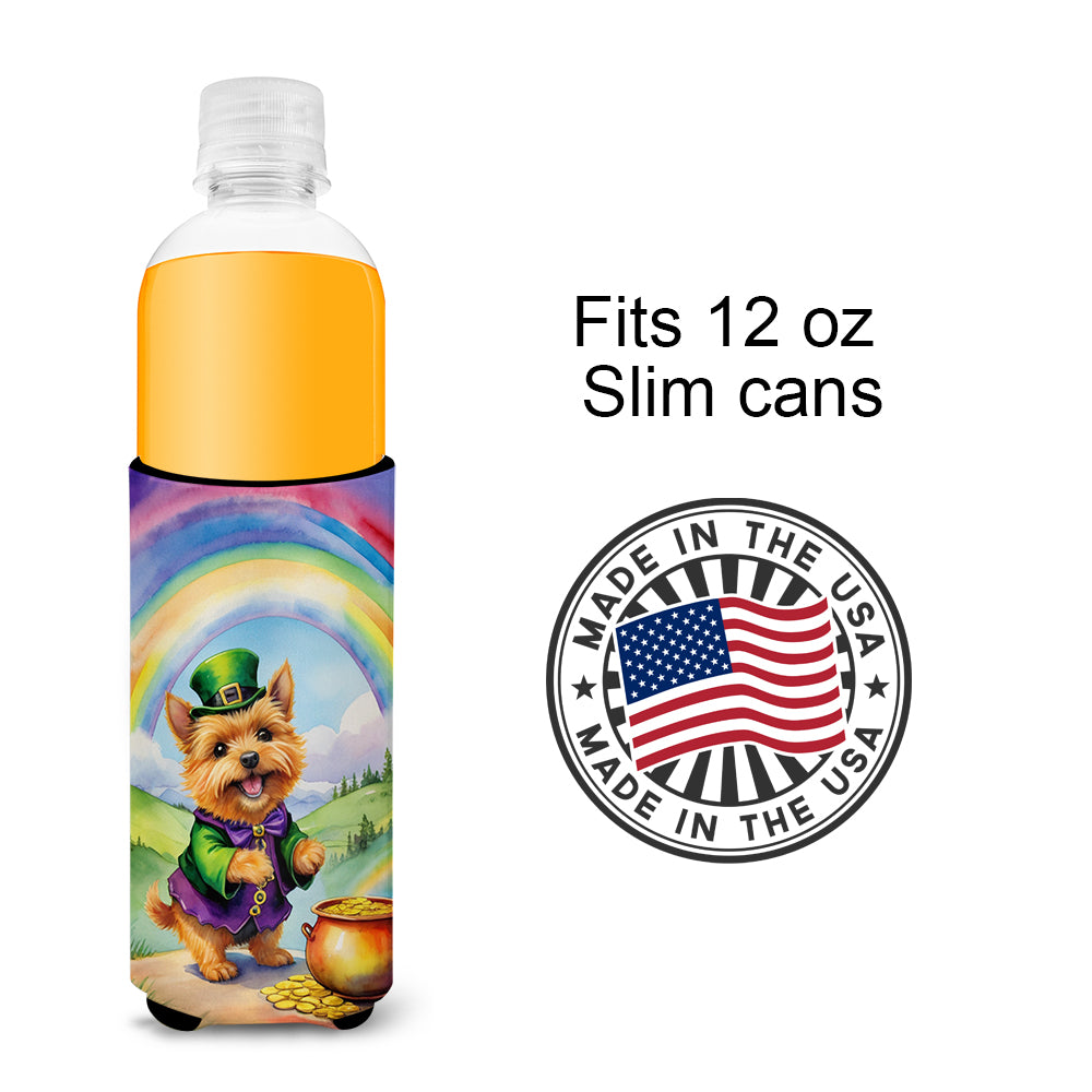 Norwich Terrier St Patrick's Day Hugger for Ultra Slim Cans