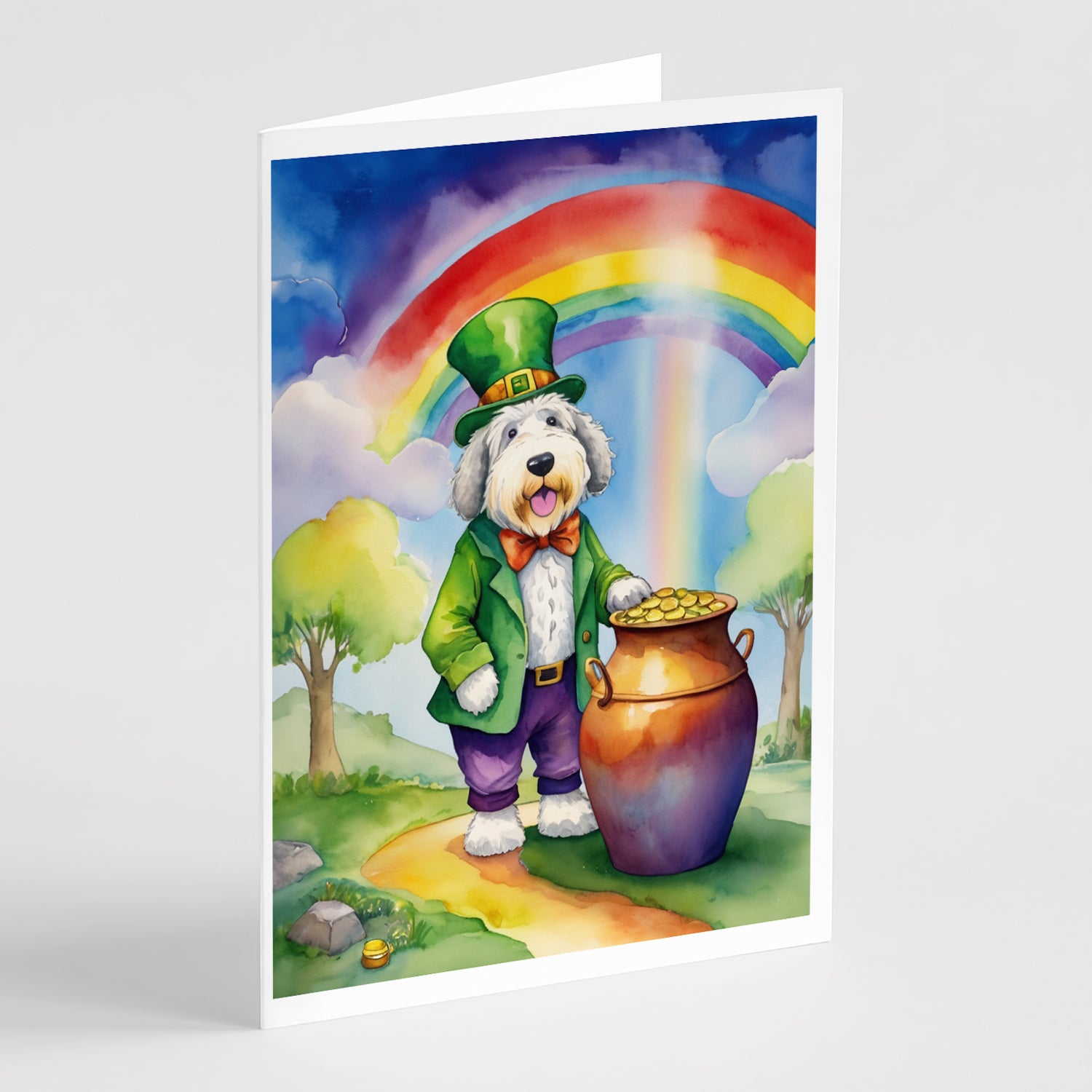 Buy this Old English Sheepdog St Patrick's Day Greeting Cards Pack of 8