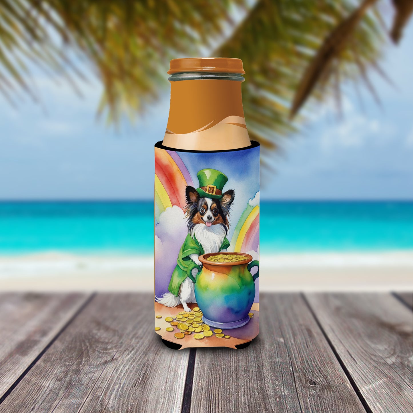 Papillon St Patrick's Day Hugger for Ultra Slim Cans