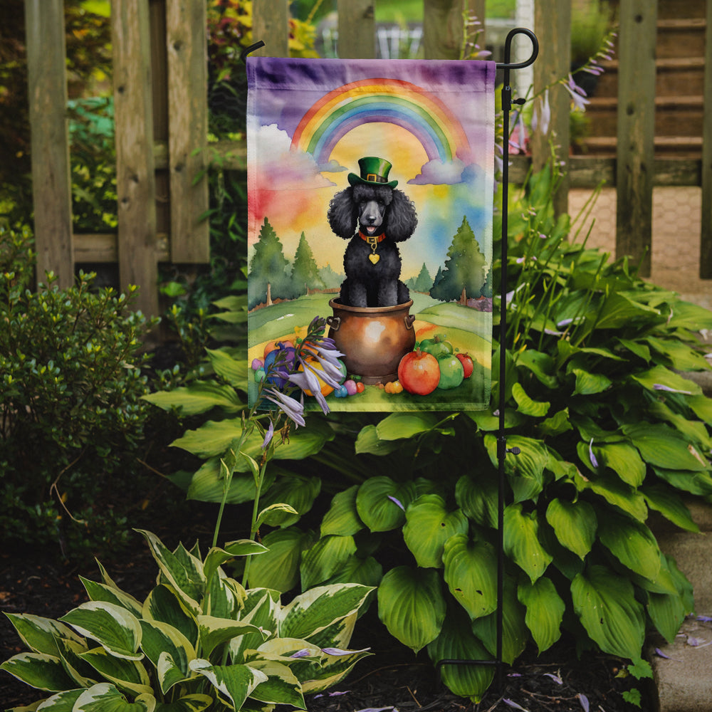 Black Poodle St Patrick's Day Garden Flag