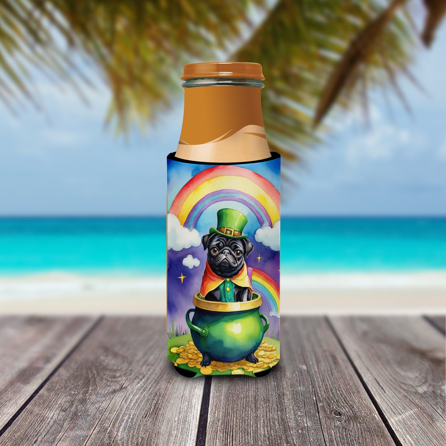 Pug St Patrick's Day Hugger for Ultra Slim Cans