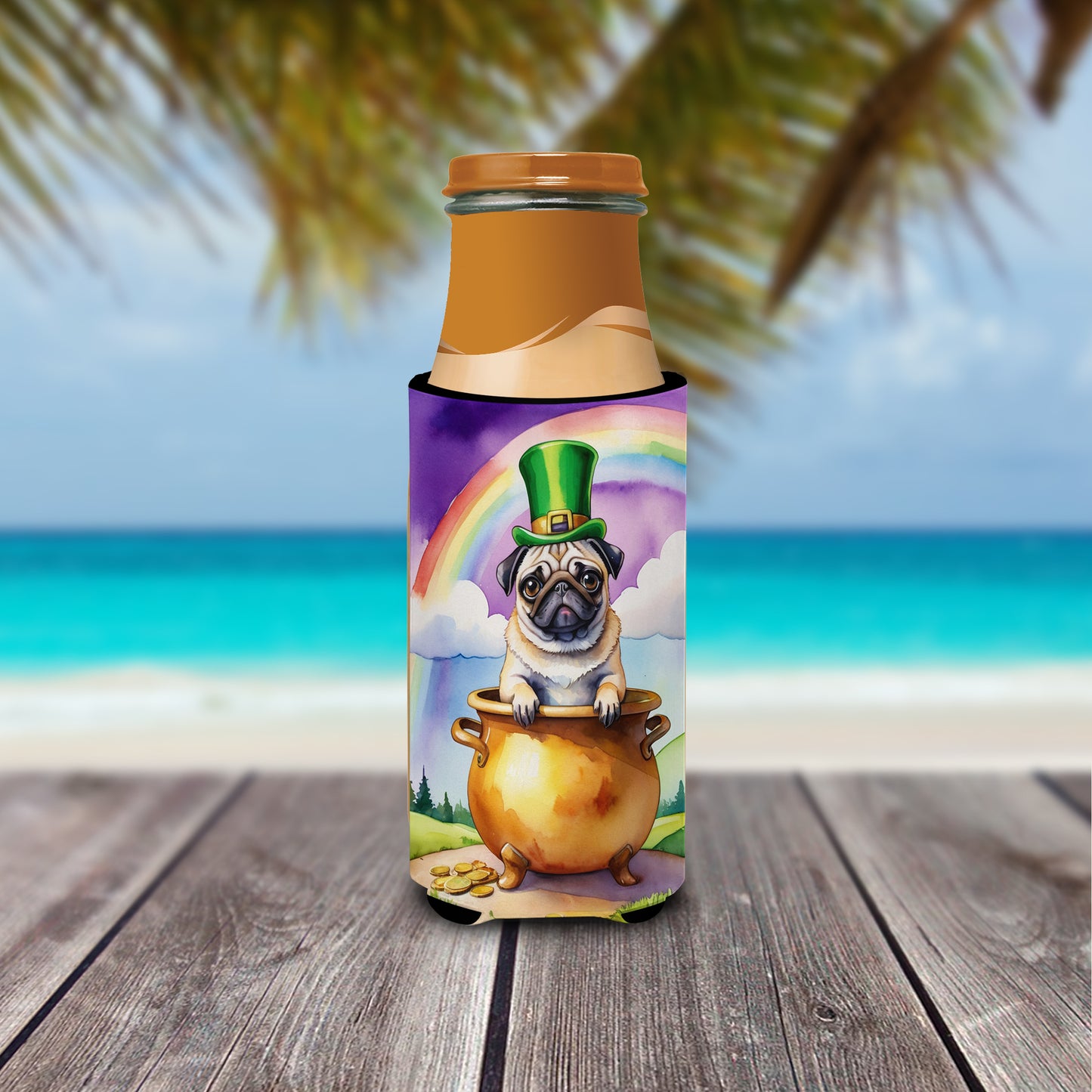 Pug St Patrick's Day Hugger for Ultra Slim Cans