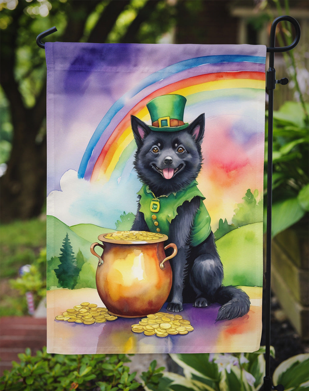 Schipperke St Patrick's Day Garden Flag