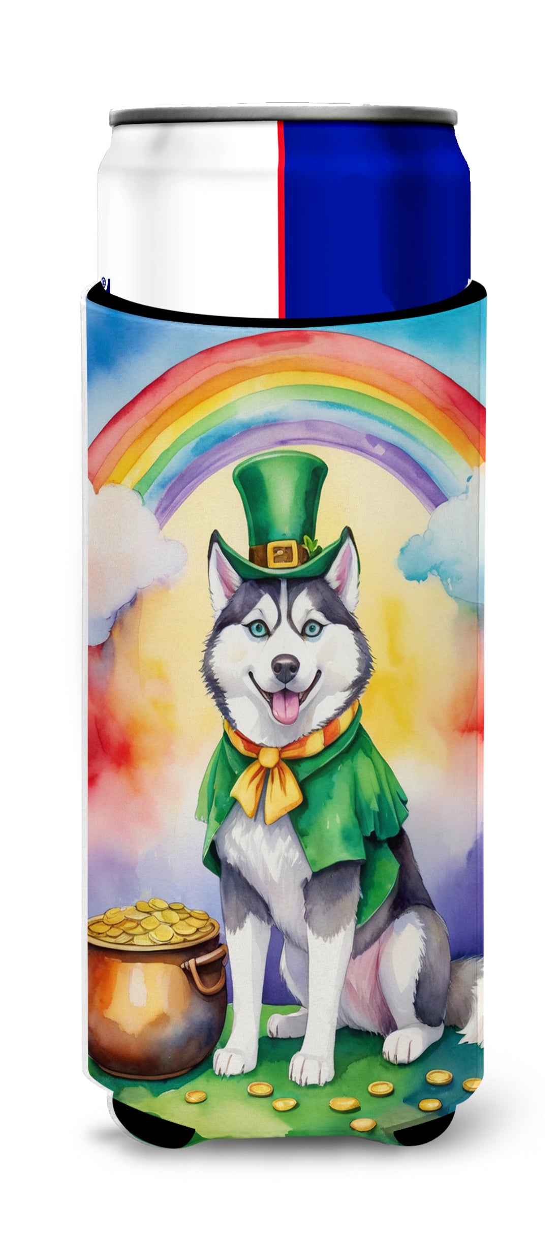 Buy this Siberian Husky St Patrick's Day Hugger for Ultra Slim Cans