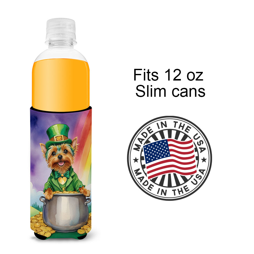 Silky Terrier St Patrick's Day Hugger for Ultra Slim Cans