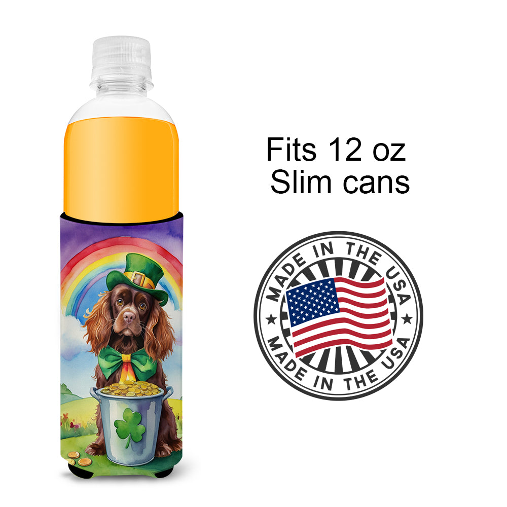 Sussex Spaniel St Patrick's Day Hugger for Ultra Slim Cans
