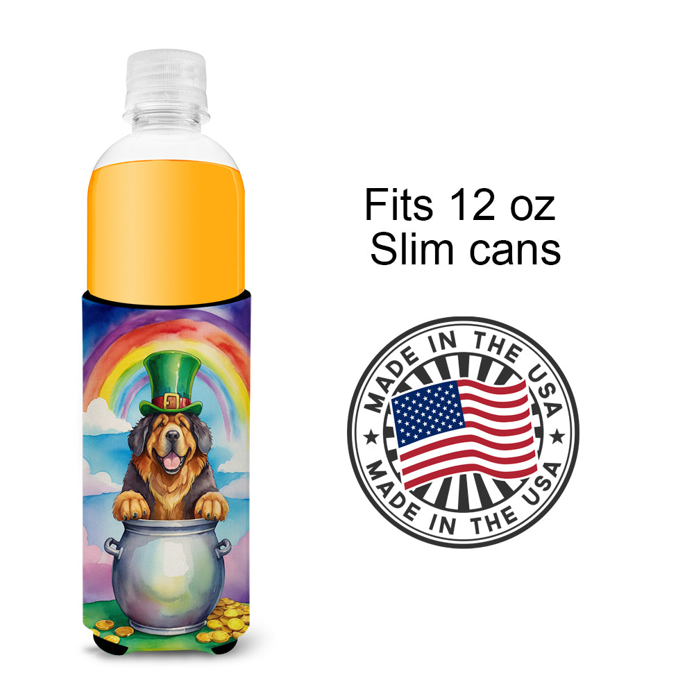 Tibetan Mastiff St Patrick's Day Hugger for Ultra Slim Cans