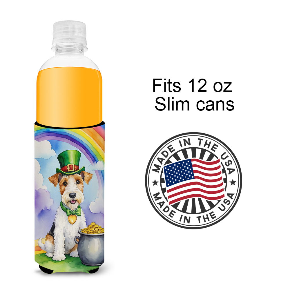 Fox Terrier St Patrick's Day Hugger for Ultra Slim Cans