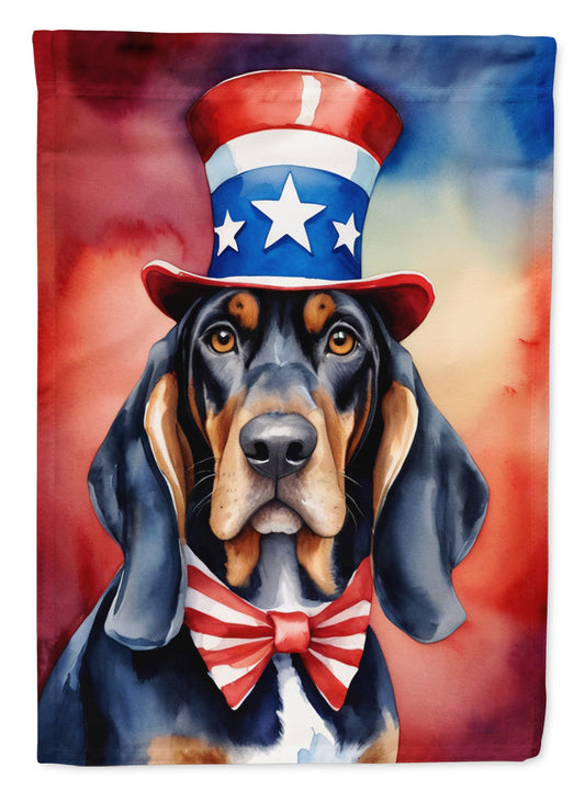 Buy this Black and Tan Coonhound Patriotic American House Flag